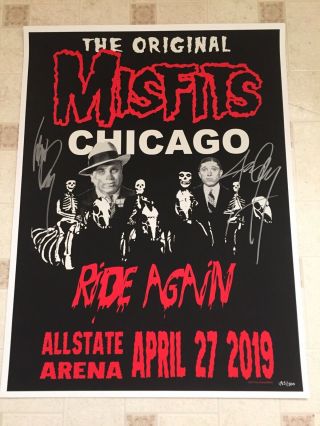 The Misfits Signed Chicago 4/27/19 Gig Poster Glenn Danzig Jerry Only