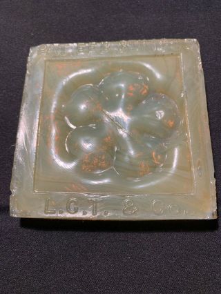 Early Signed Tiffany Studios Art Glass Shell Pattern Square Fireplace Tile 1881 8