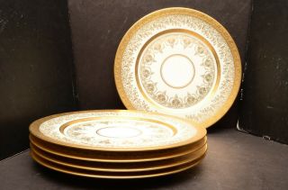 Heinrich & Co.  Selb Bavaria Gold Encrusted Dinner Plates 11 " Set Of 5 Chargers