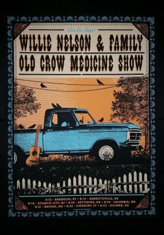 Willie Nelson Old Crow Medicine Show 2015 Tour Poster Artist Signed /620 Ocms