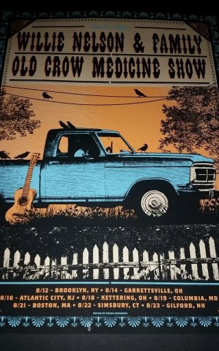 WILLIE NELSON OLD CROW MEDICINE SHOW 2015 Tour Poster Artist Signed /620 OCMS 2