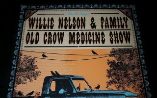 WILLIE NELSON OLD CROW MEDICINE SHOW 2015 Tour Poster Artist Signed /620 OCMS 4