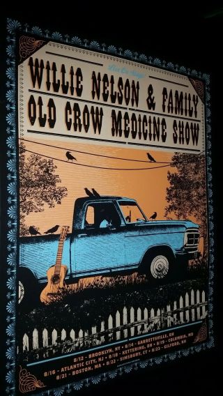 WILLIE NELSON OLD CROW MEDICINE SHOW 2015 Tour Poster Artist Signed /620 OCMS 5
