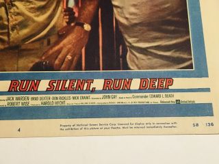 1958 - Run Silent Run Deep Lobby Card - Clark Gable Burt Lancaster 5