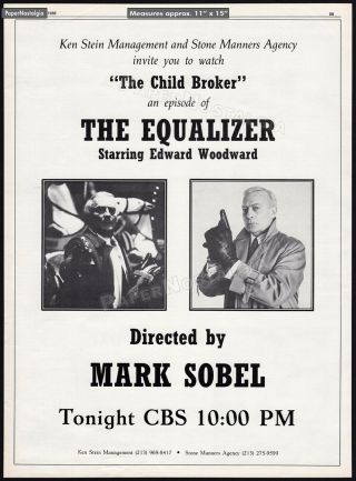 The Equalizer_original 1988 Trade Print Ad / Tv Promo / Poster_edward Woodward
