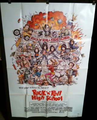 Rock N Roll High School Ramones Orig1979 Film Poster 1sht C9/nm - C8/ex