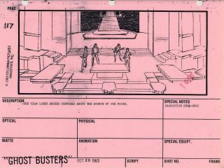 1984 1st Ghostbusters Storyboard 117 Studio Stamped,  Stay Puft Approach