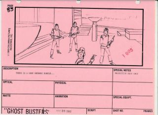 1984 1st Ghostbusters Storyboard 85 Studio Stamped,  Boys On The Roof