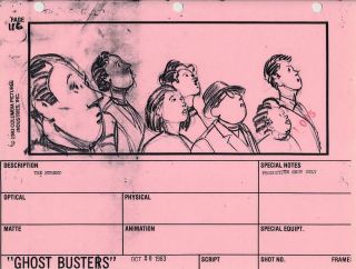 1984 1st Ghostbusters Storyboard 116 Studio Stamped,  Stay Puft Approach