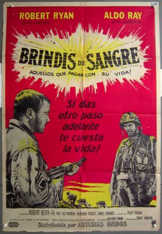 Yz31d Men In War Anthony Mann Orig 1sh Poster Argentine Stone Litho