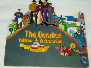 George Martin.  " The Beatles " Autograph On Yellow Submarine L.  P Part Cover