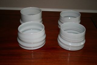 James Makins - Studio Pottery - 4 Porcelain White Tea Bowls -