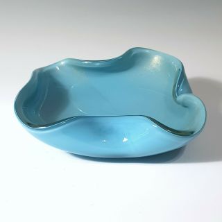 Murano Alfredo Barbini 1950 ' s design large blue with gold blown glass 6