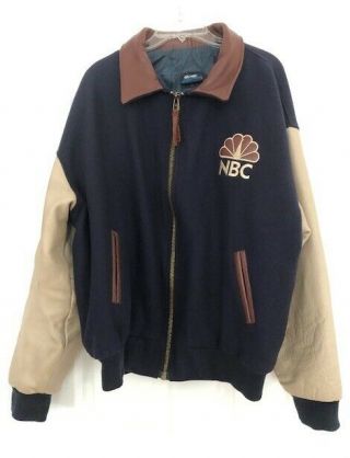 Nbc National Broadcasting Company York City Wool / Leather Jacket (xl)