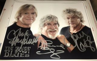 The Moody Blues Signed X3 Photo Jsa Justin Hayward John Lodge & Graeme Edge