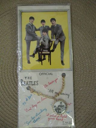The Beatles Pendant Necklace By Nems Ent Ltd On Card (very Rare)