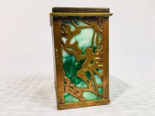 Antique Tiffany Studios York Bronze & Slag Glass Playing Card / Trinket Box 3