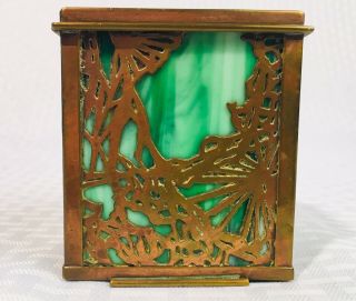 Antique Tiffany Studios York Bronze & Slag Glass Playing Card / Trinket Box 4