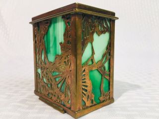 Antique Tiffany Studios York Bronze & Slag Glass Playing Card / Trinket Box 5