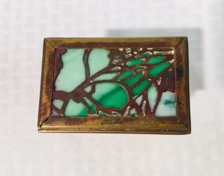 Antique Tiffany Studios York Bronze & Slag Glass Playing Card / Trinket Box 6