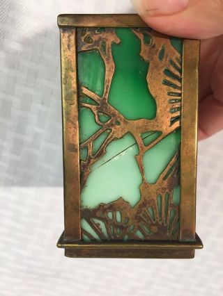 Antique Tiffany Studios York Bronze & Slag Glass Playing Card / Trinket Box 8