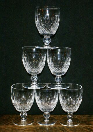 6 Waterford Irish Crystal Colleen Pattern Short Stem Water Goblets 5 1/4 " High