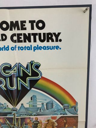 LOGANS RUN Movie Poster (VeryFine -) One Sheet 1975 Michael York Sci - Fi 4225 3