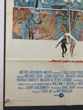 LOGANS RUN Movie Poster (VeryFine -) One Sheet 1975 Michael York Sci - Fi 4225 5