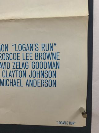 LOGANS RUN Movie Poster (VeryFine -) One Sheet 1975 Michael York Sci - Fi 4225 8