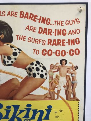 BIKINI BEACH Movie Poster (Good) One Sheet ' 64 Frankie Avalon Hot Rods 3375 3
