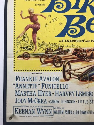 BIKINI BEACH Movie Poster (Good) One Sheet ' 64 Frankie Avalon Hot Rods 3375 5