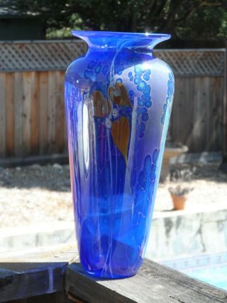 Stunning Stuart Abelman Signed Vase Cased Art Glass Hand Blown 13 " 2006