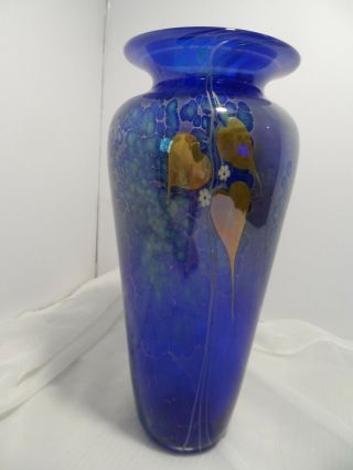 Stunning Stuart Abelman signed vase cased art glass hand blown 13 