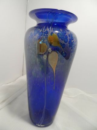 Stunning Stuart Abelman signed vase cased art glass hand blown 13 