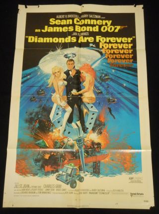 Diamonds Are Forever 1971 Us Orig 1 Sheet Poster Sean Connery James Bond 007