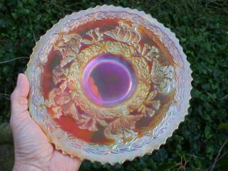 Carnival Glass.  Fenton Marigold 9 " Coral Plate.  Scarce Piece.  Great Iridescence.  Vgc