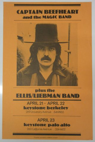 Captain Beefheart Keystone Berkeley 1977 Us Concert Poster Bat Chain Puller Vg,