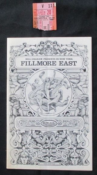 Fillmore East Program Sep 1969 Cosby,  Stills,  Nash,  Young W/ Ticket Stub