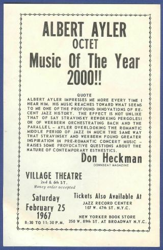 Rare 1967 Albert Ayler Concert Handbill