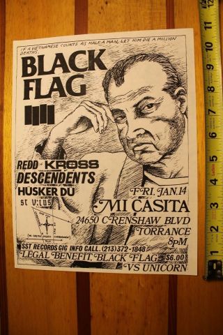 Black Flag Raymond Pettibon Gbh 8.  5x11in.  Vintage 2 - Sided 80 