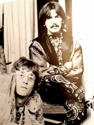 John Lennon And George Harrison Photo By Philip Townsend.  A B&w 19 " X 27 " Photo