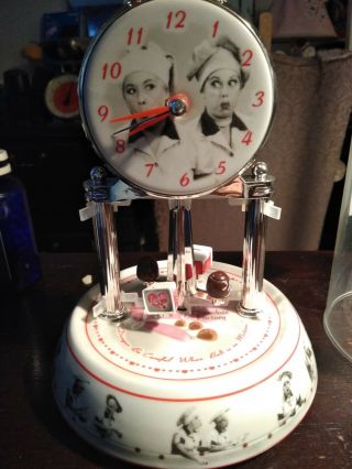 I Love Lucy Dome Mantel Chocolate Factory Anniversary Clock - Lucy & Ethel 10 "