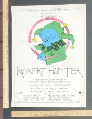 Robert Hunter Grateful Dead Lyricist Concert Poster Sonoma 1978