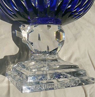 Large Cobalt Blue Cut to Clear Footed Shannon Crystal Bowl Compote 3