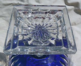 Large Cobalt Blue Cut to Clear Footed Shannon Crystal Bowl Compote 7