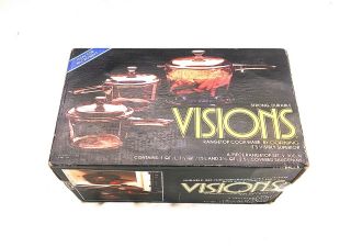 Corning Visions Amber Range Top Cookware 6 Pc.  Set N.  O.  S.