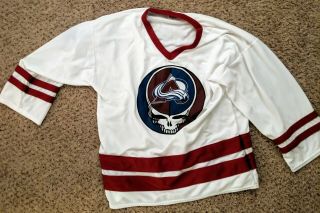 Grateful Dead Night Nhl Colorado Avalanche Steal Your Face Hockey Jersey Large