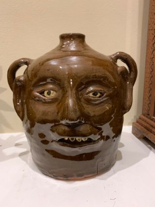 Reggie Meaders Double Face Jug Georgia Folk Pottery 9” Signed