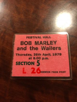 Bob Marley 1979 Concert Ticket Stub Festival Hall Melbourne