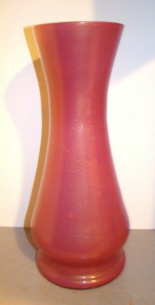 Vintage Murano Glass 14 " Pink Cased Vase W/ Gold Foil